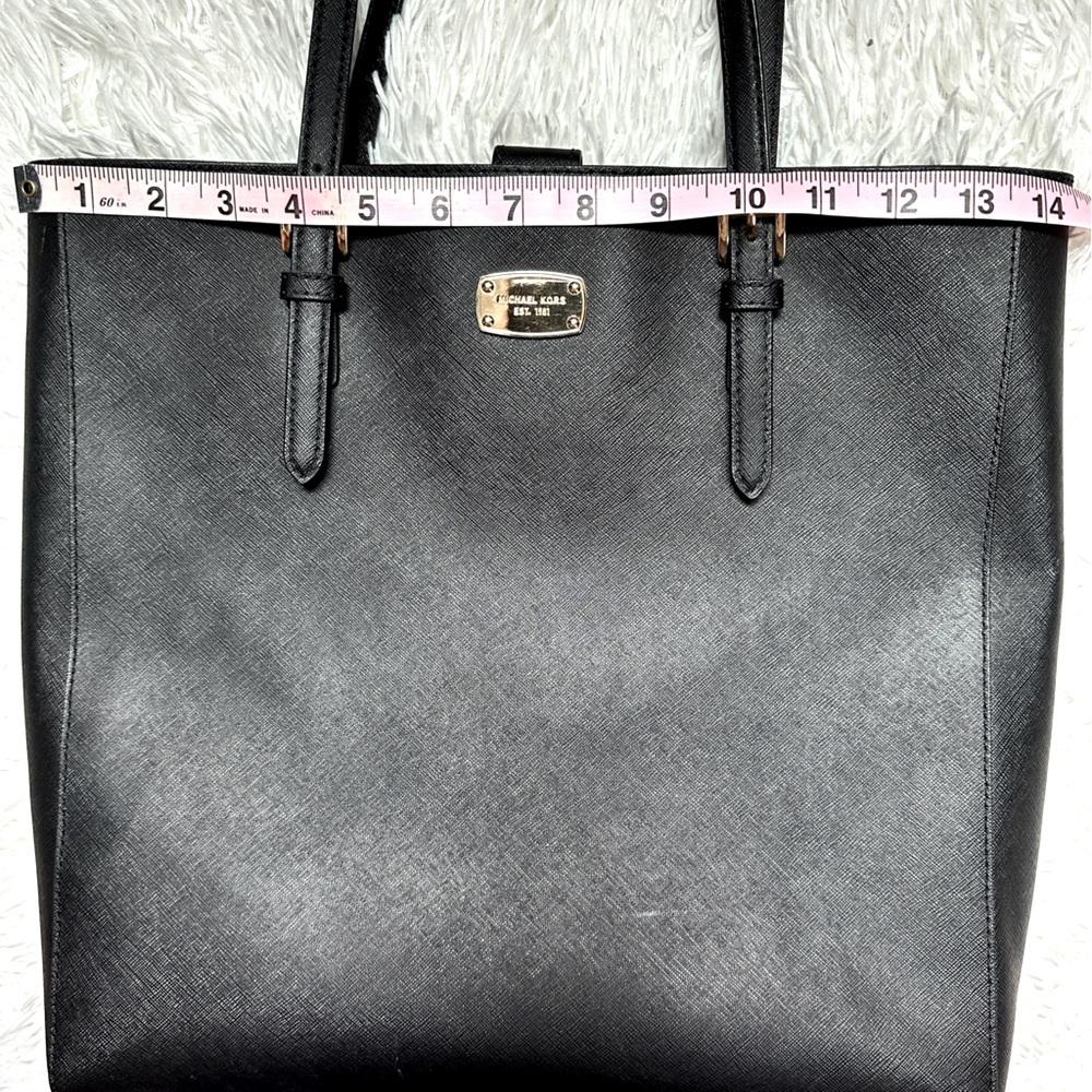 Michael Kors Black Saffiano Leather Shoulder Tote | Gold Hardware - Picture 14 of 16